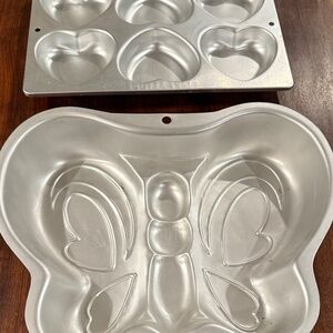 Two Wilton Pans - Silver Heart and Butterfly Cake Pan